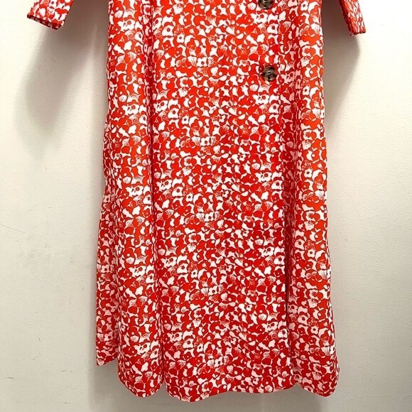 NWT Ganni Dress Abstract Floral Orange Dot Crepe Midi Size 2 - Picture 7 of 15